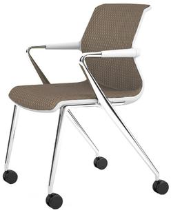 Unix Chair with Four-legged Base on Castors Diamond Mesh mauve grey|Soft grey|Aluminium polished