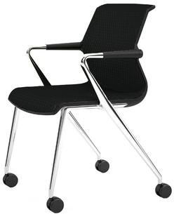 Unix Chair with Four-legged Base on Castors Diamond Mesh nero|Basic dark|Aluminium polished
