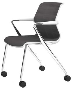 Unix Chair with Four-legged Base on Castors Silk Mesh dimgrey|Soft grey|Aluminium polished