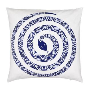 Graphic Print Pillows Snake, ultramarine