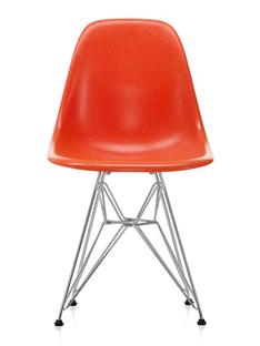 Eames Fiberglass Chair DSR Eames red orange|Polished chrome