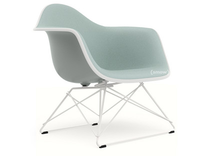 Eames Plastic Armchair RE LAR Light grey|Full upholstery ice blue / ivory|Coated white
