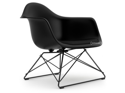 Eames Plastic Armchair RE LAR Deep black|Seat upholstery nero|Coated basic dark