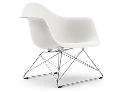 Eames Plastic Armchair RE LAR White|Without upholstery|Chrome-plated