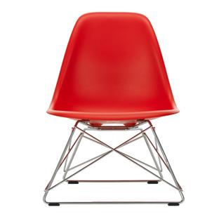 Eames Plastic Side Chair RE LSR Poppy red|Without upholstery|Polished chrome