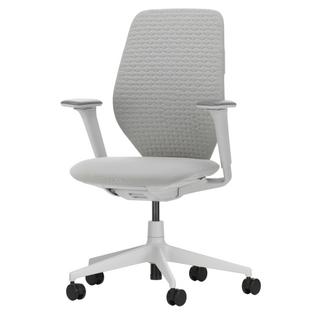 ACX Soft With forward tilt, with seat depth adjustment|Height-adjustable armrests F|Soft grey|Seat Grid Knit, stone grey|Soft castor for hard floor surfaces