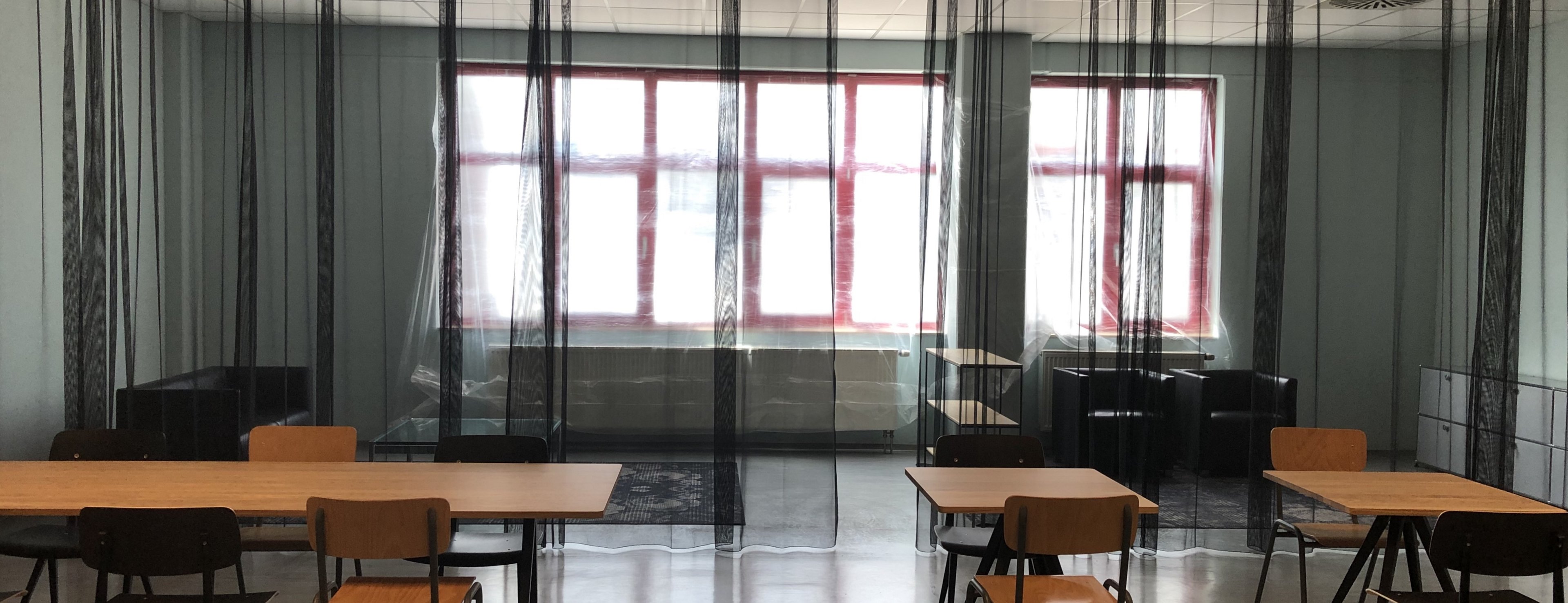 A translucent curtain as a room divider