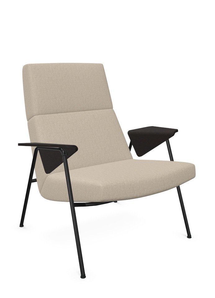 Votteler Chair, Low back, Fabric Gaia linen, Matt black powder-coated ...