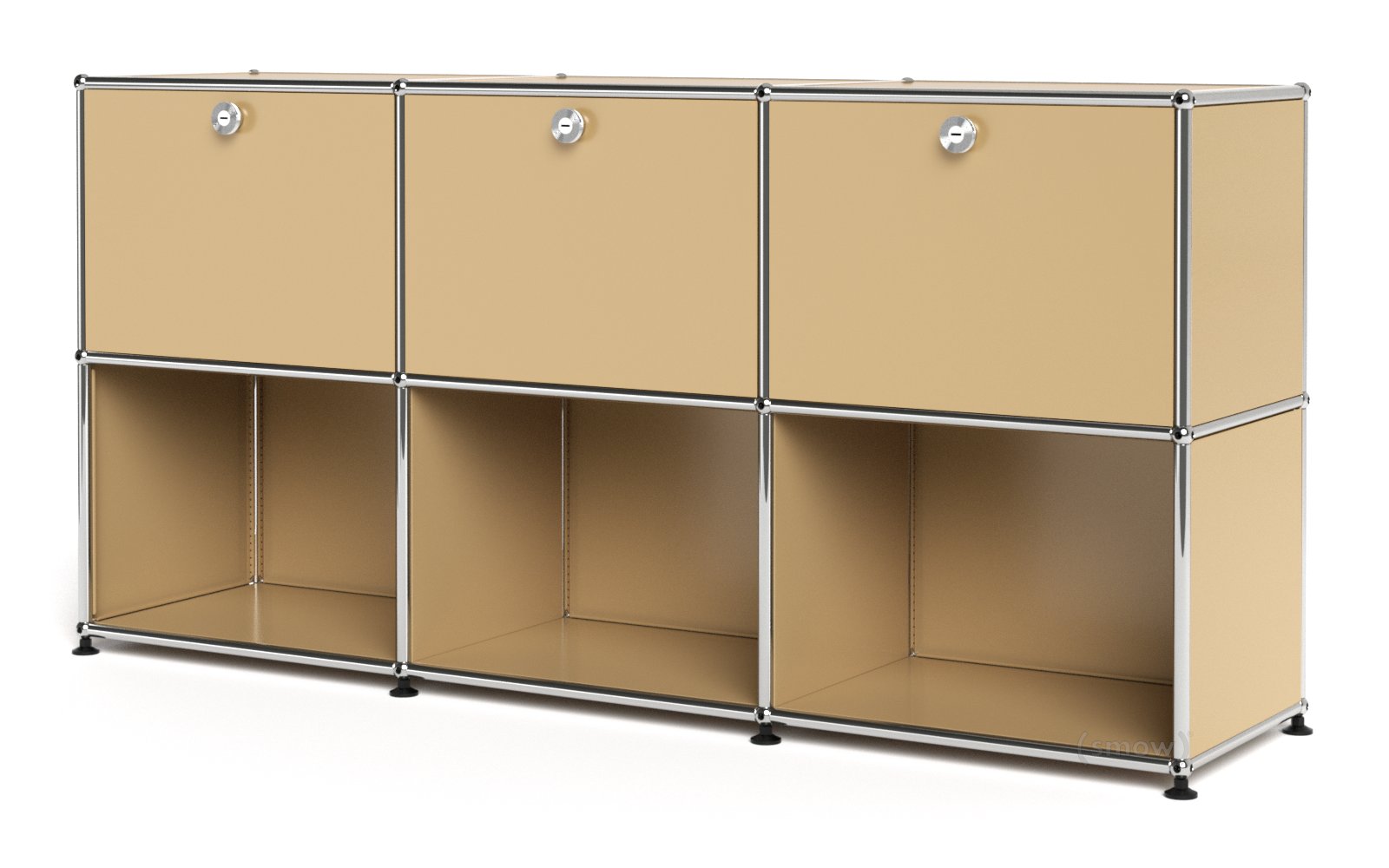 USM Haller Sideboard 50, Customizable, USM beige, With 3 drop-down doors, Open
