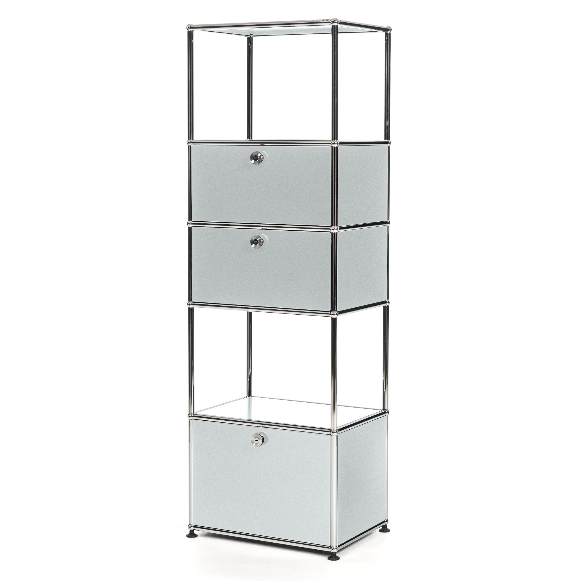 USM Haller living room shelf M type 2, USM matte silver, With 3 drop ...