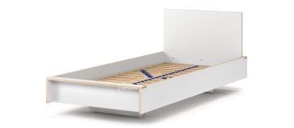 Flai Bed, 90 x 200, With headboard, CPL white, With slatted frame