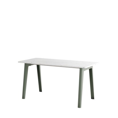 New Modern Dining Table Rectangular, Metal/Recycled Plastic, 150 x 70 cm, Eucalyptus grey