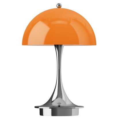 Panthella 160 Portable Lamp, Chrome opal orange