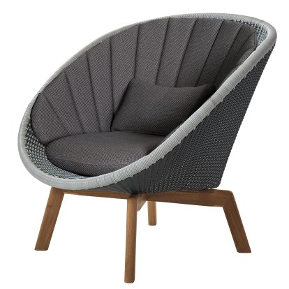 Peacock Lounge Chair, Small flat Weave - Grey / light grey, Focus - Dark grey