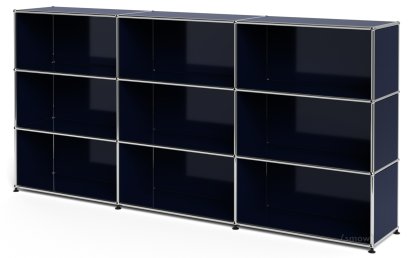 USM Haller Highboard XL, Customisable, Steel blue RAL 5011, Open, Open, Open