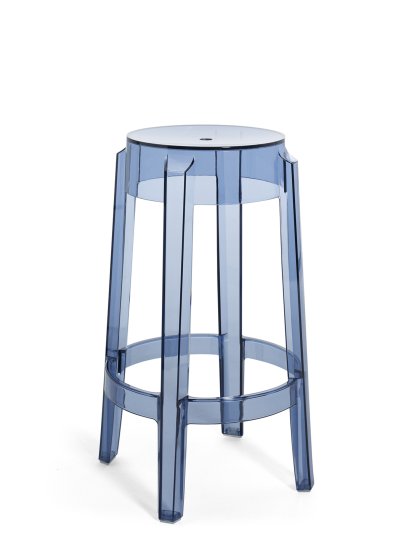 Charles Ghost Stool, Base 46 x Seat 29 x Height 65, Transparent, Powder blue