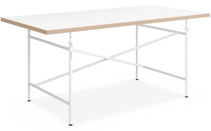 Children's Table Eiermann, 150 x 75 cm, Melamine white with oak edges, White