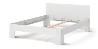 Tagedieb Bed, 180 x 200 cm, With headboard, FU (plywood, birch) white, Light grey, Without slatted base
