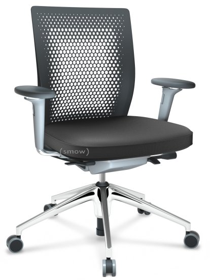 ID Air, Basic dark, Plano fabric-69 dark grey, Soft grey, 5 star foot, polished aluminium, With 3D-armrests, Hard castors for carpets