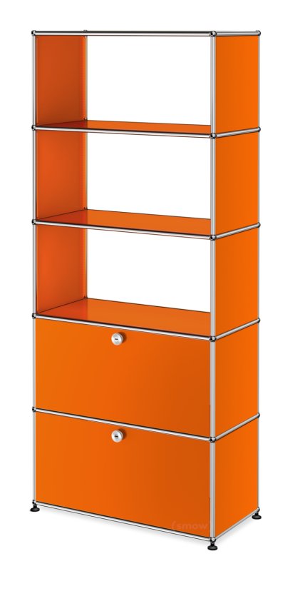 USM Haller Storage Unit with 2 Doors, without upper Rear Panels, Pure orange RAL 2004