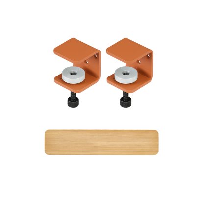 Tiptoe Wall Shelf, Solid Oak, Wall shelf 90 cm, Tangerine red