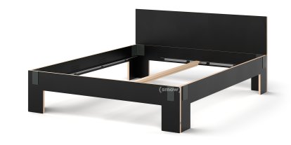 Tagedieb Bed, 180 x 200 cm, With headboard, FU (plywood, birch) black, Anthracite, Without slatted base