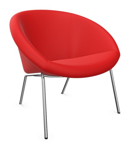 369 Chair, Fabric Divina red, High gloss chrome-plated