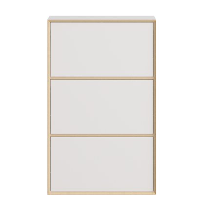 Vertical Shoe Cabinet, Three drawers, white