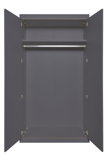 Flai Wardrobe, Large (216 x 118 x 61 cm), Melamine anthracite with birch edge, Configuration 1