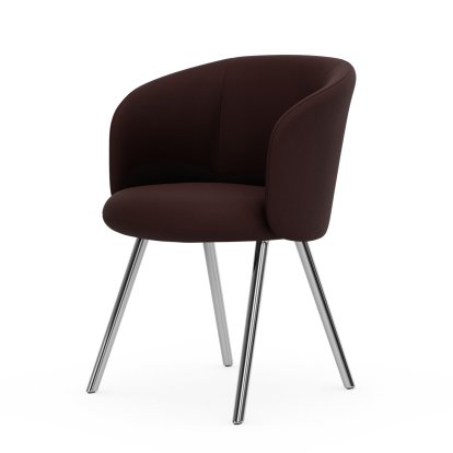 Mikado Armchair, Aluminium polished, Plano, Dark red / nero, Glides for carpets