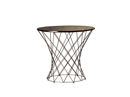 Oota Coffee Table, H 47 x ø 52 cm, Brown glass, Matt bronze powder-coated