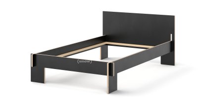 Siebenschläfer bed (model 2025), 120 x 200 cm, With headboard, Black