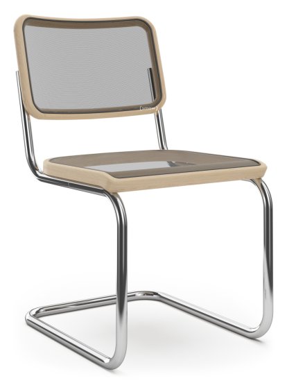 S 32 N Pure Materials Cantilever Chair, Oiled ash, Chrome-plated, Black plastic glides with felt