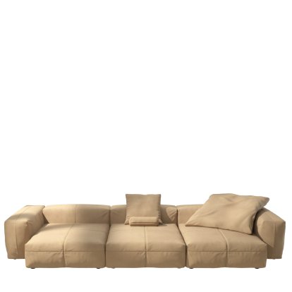Vetsak Sofa Set 5, Leather - Beige, With cushions