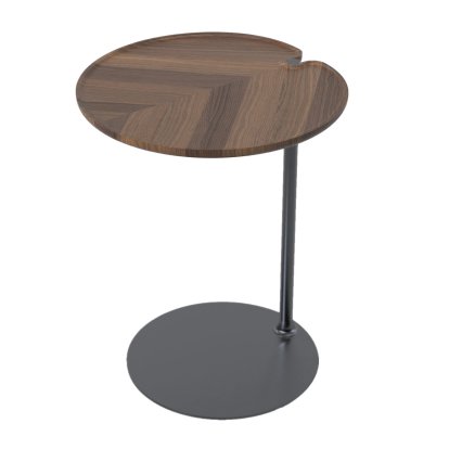 Leaf-1 Side Table, Round, Brass, coloured black, Walnut natural oiled