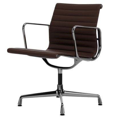 Aluminium Group EA 107 / EA 108, EA 108 - swivelling, Chrome-plated, Leather (Standard), Marron