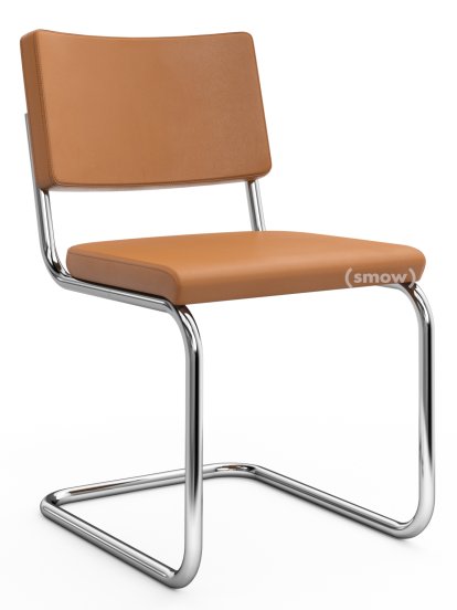 S 32 PV Pure Materials Cantilever Chair, Nappa Leather cognac, Chrome-plated, No glides