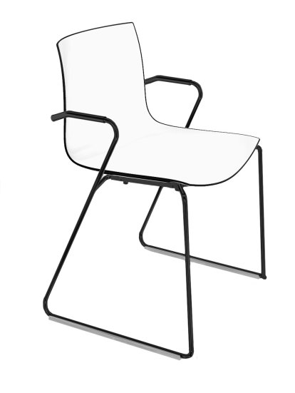 Catifa 46 Sledge, Black, Bicoloured, Back black, seat white, With armrests