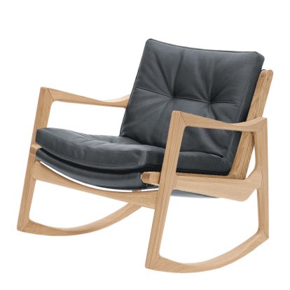 Euvira Rocking Chair Soft, Oak, Classic leather grey