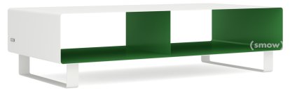 TV Lowboard R 200, Bicoloured, Pure white (RAL 9010) - May green (RAL 6017), Sledge base lacquered in same colour as unit exterior