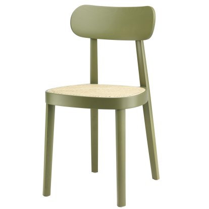 118 / 118 M Chair, Olive green stained beech, Cane-work natural