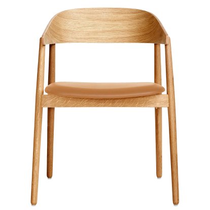 AC2 Dining Chair, Matt lacquered natural oak, With seat upholstery, cognac leather