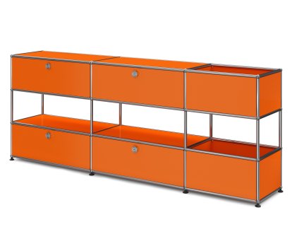 USM Haller Kids Sideboard L with storage boxes, Self-coloured, Pure orange RAL 2004, With drop-down door