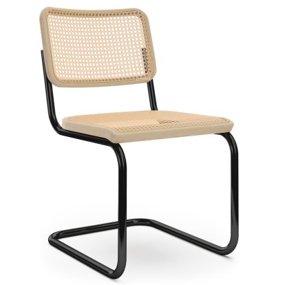 S 32 V Pure Materials Cantilever Chair, Ash / natural, Deep Black (RAL 9005), Black plastic glides with felt