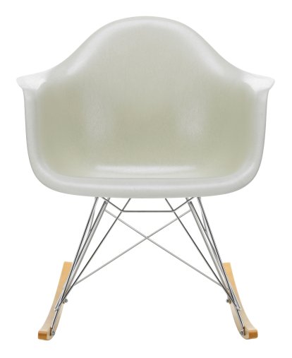 Eames Fiberglass Armchair RAR, Eames parchment, Chrome-plated, Yellowish maple