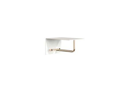 Unu wall coat rack, With rod, With 2 hooks, White matt / polished gold 