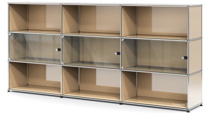 USM Haller Highboard XL with 3 Glass Doors, without lock, USM beige