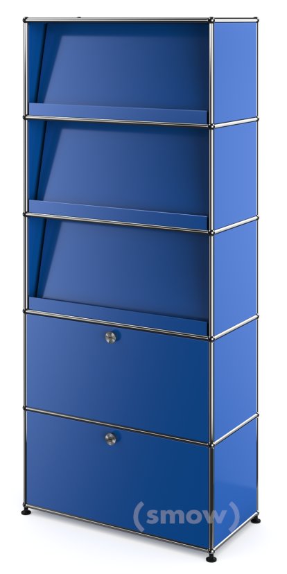 USM Haller Storage Unit with 3 Angled Shelves, Gentian blue RAL 5010