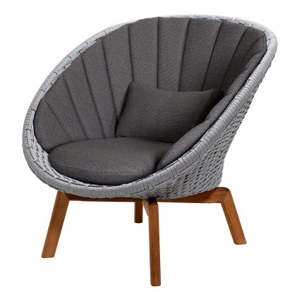Peacock Lounge Chair, Medium flat soft Rope -Light grey, Focus - Dark grey