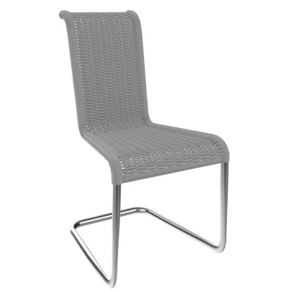 B20 Chair, Wickerwork II, Snow white, Stainless steel, matt